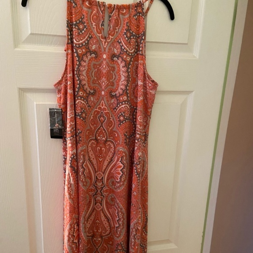 Paisley Glam Bedazzled Keyhole Back MIDI Sleeveless Dress - Picture 3 of 15